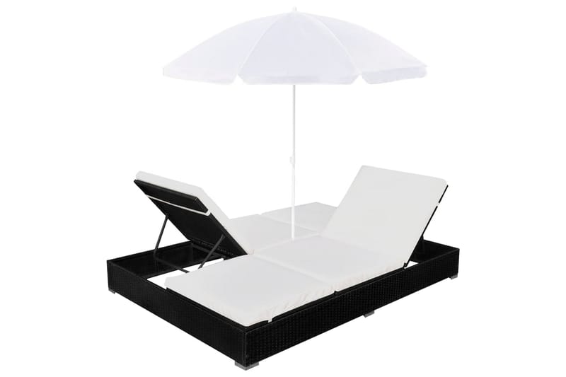 Solsäng med parasoll konstrotting svart - Svart - Parasoll