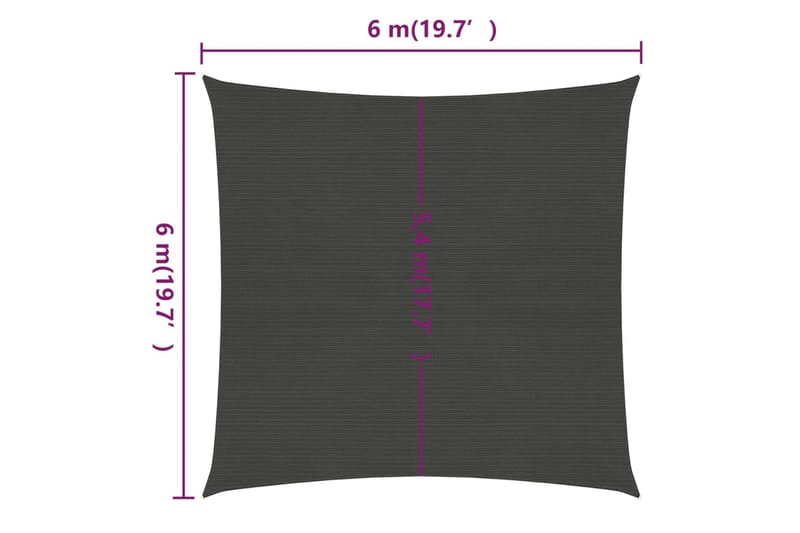 Solsegel 160 g/m² antracit 6x6 m HDPE - Antracit - Utemöbler - Solskydd - Solsegel