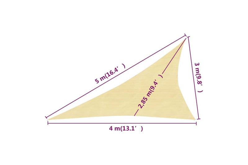 Solsegel 160 g/m² beige 3x4x5 m HDPE - Beige - Solsegel