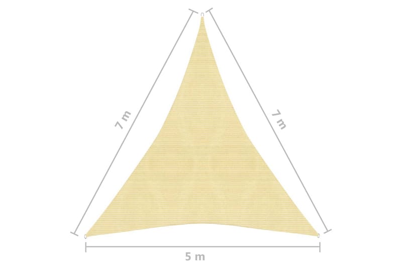 Solsegel 160 g/m² beige 5x7x7 m HDPE - Beige - Utemöbler - Solskydd - Solsegel