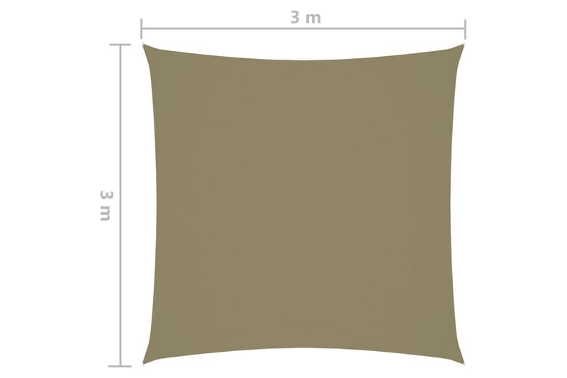 Solsegel oxfordtyg fyrkantigt 3x3 m beige - Beige - Solsegel