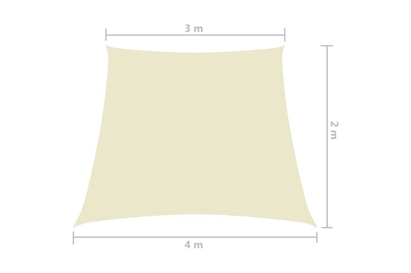 Solsegel oxfordtyg trapets 3/4x2 m gräddvit - Vit - Solsegel