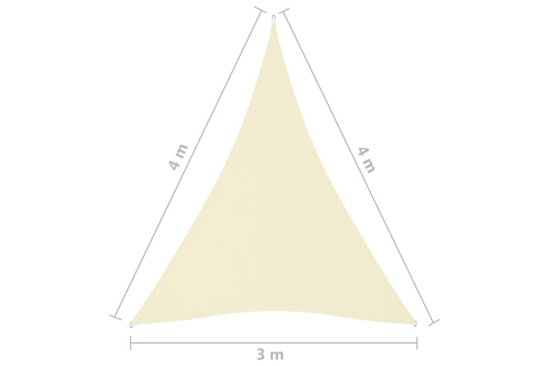 Solsegel Oxfordtyg trekantigt 3x4x4 m gräddvit - Kräm - Solsegel