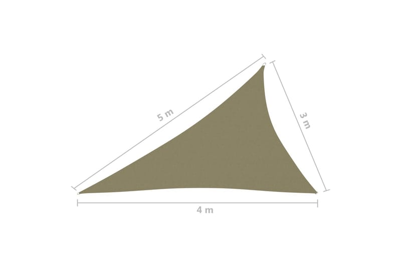 Solsegel oxfordtyg trekantigt 3x4x5 m beige - Beige - Solsegel