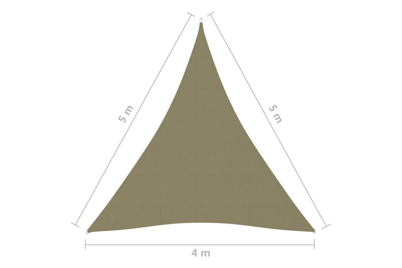 Solsegel Oxfordtyg trekantigt 4x5x5 m beige - Beige - Solsegel
