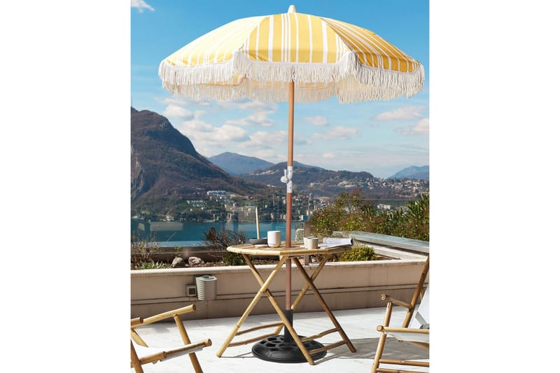 Teulon Parasoll 150 cm - Gul/Vit/Ljusbrun - Utemöbler - Solskydd - Parasoll