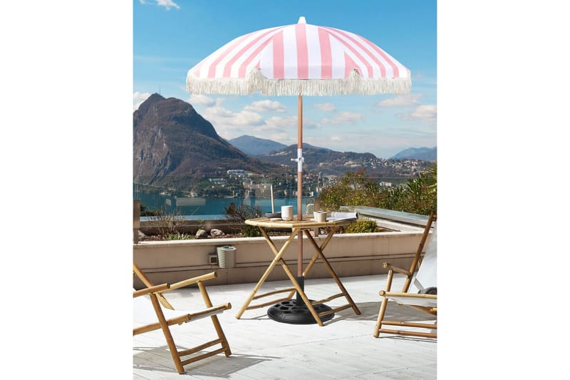 Teulon Parasoll 150 cm - Rosa/Vit/Ljusbrun - Utemöbler - Solskydd - Parasoll