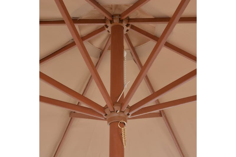 Trädgårdsparasoll med trästång 300 cm taupe - Brun - Parasoll