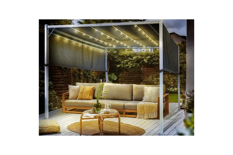 Trädgårdspergola Parga Grå/vit - Grå/vit - Utemöbler - Solskydd - Pergola