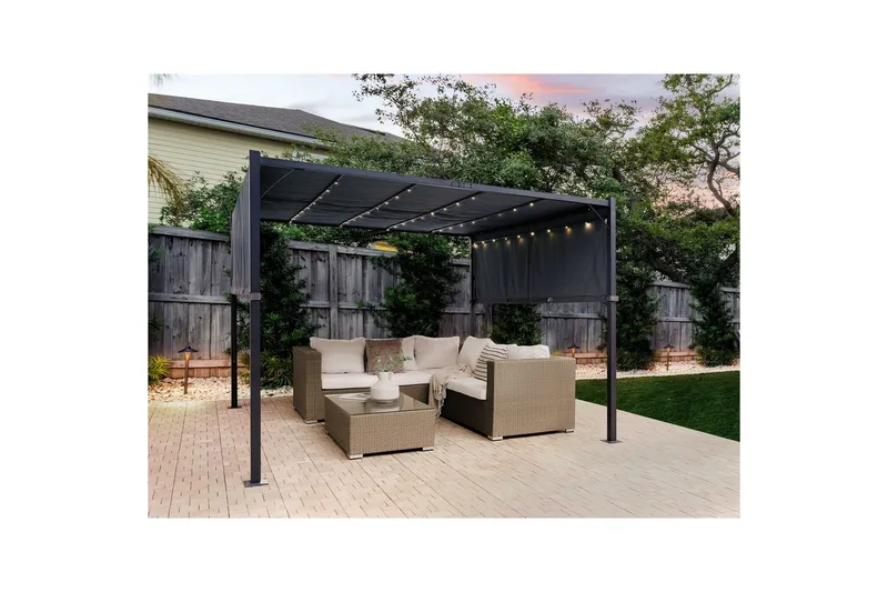 Trädgårdspergola Parga Grå/svart - Grå/svart - Utemöbler - Solskydd - Pergola