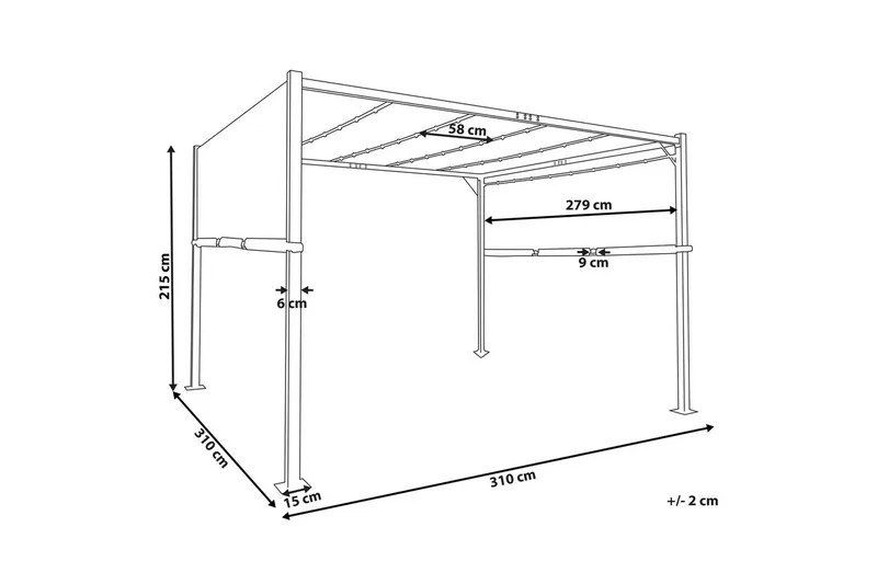 Trädgårdspergola Parga Grå/svart - Grå/svart - Utemöbler - Solskydd - Pergola