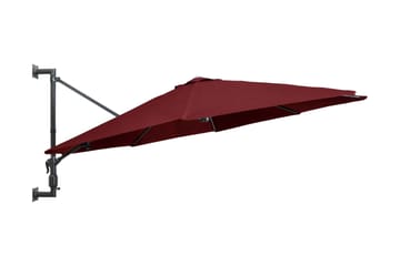 Väggmonterat parasoll med metallstång 300 cm vinröd