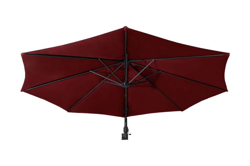 Väggmonterat parasoll med metallstång 300 cm vinröd - Röd - Parasoll