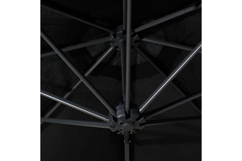 Väggmonterat parasoll med metallstång 300 cm svart - Svart - Parasoll