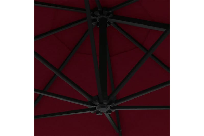 Väggmonterat parasoll med LED och metallstång 300 cm vinröd - Röd - Parasoll