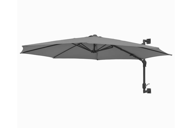 Väggmonterat parasoll med metallstång 300 cm antracit - Grå - Parasoll