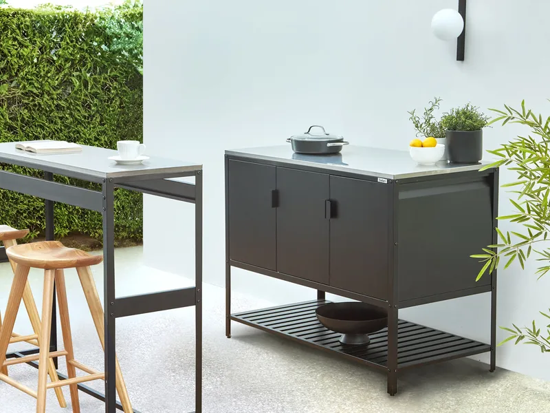 Barbord För Utomhusbruk Maenza Stål - svart/silver - Utemöbler - Utebord & trädgårdsbord - Barbord utomhus