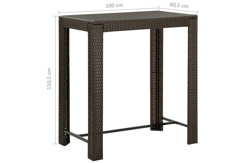 Barbord för trädgård brun 100x60,5x110,5 cm konstrotting - Brun - Utemöbler - Utebord & trädgårdsbord - Barbord utomhus