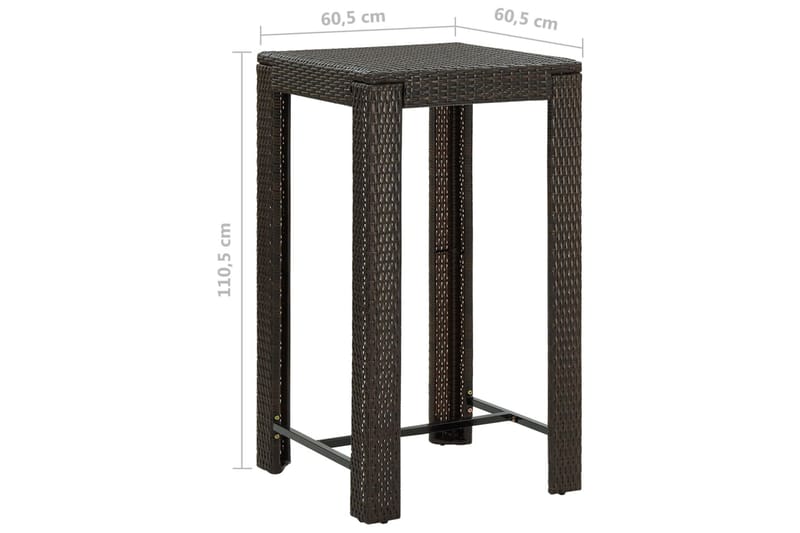 Barbord för trädgård brun 60,5x60,5x110,5 cm konstrotting - Brun - Utemöbler - Utebord & trädgårdsbord - Barbord utomhus