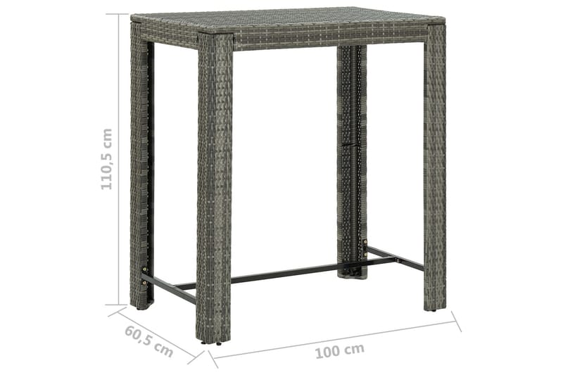 Barbord för trädgård grå 100x60,5x110,5 cm konstrotting - Grå - Utemöbler - Utebord & trädgårdsbord - Barbord utomhus