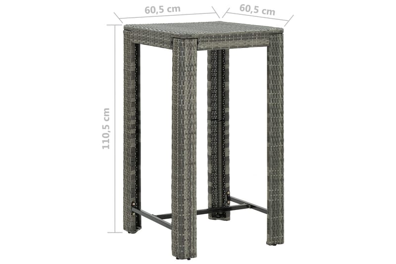 Barbord för trädgård grå 60,5x60,5x110,5 cm konstrotting - Grå - Utemöbler - Utebord & trädgårdsbord - Barbord utomhus