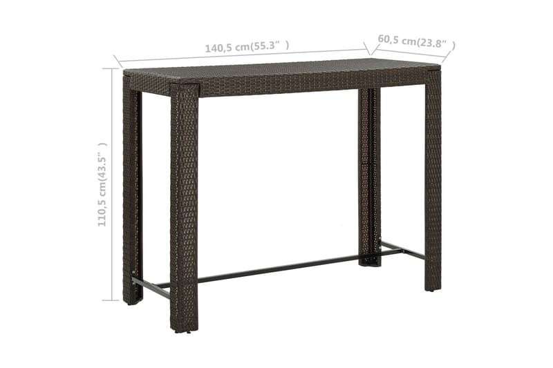 Barbord för trädgården brun 140,5x60,5x110,5 cm konstrotting - Brun - Utemöbler - Utebord & trädgårdsbord - Barbord utomhus