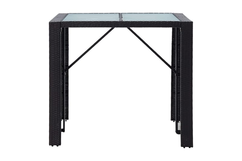 Barmöbler för trädgård 5 delar konstrotting & glas svart - Svart - Utemöbler - Utebord & trädgårdsbord - Barbord utomhus
