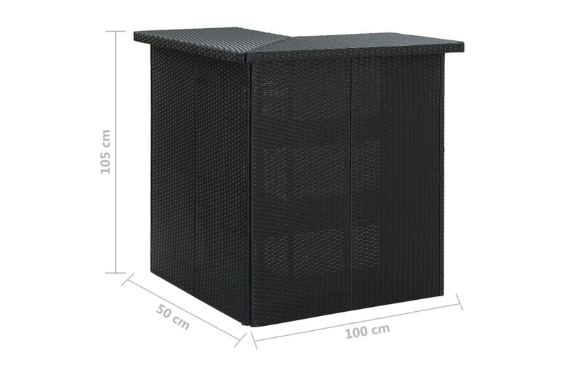 Hörnbar svart 100x50x105 cm konstrotting - Svart - Barbord med förvaring - Barbord utomhus