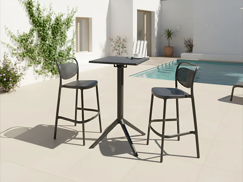 Barbord utomhus Lemnos 60 cm - svart - Utemöbler - Utebord & trädgårdsbord - Barbord utomhus