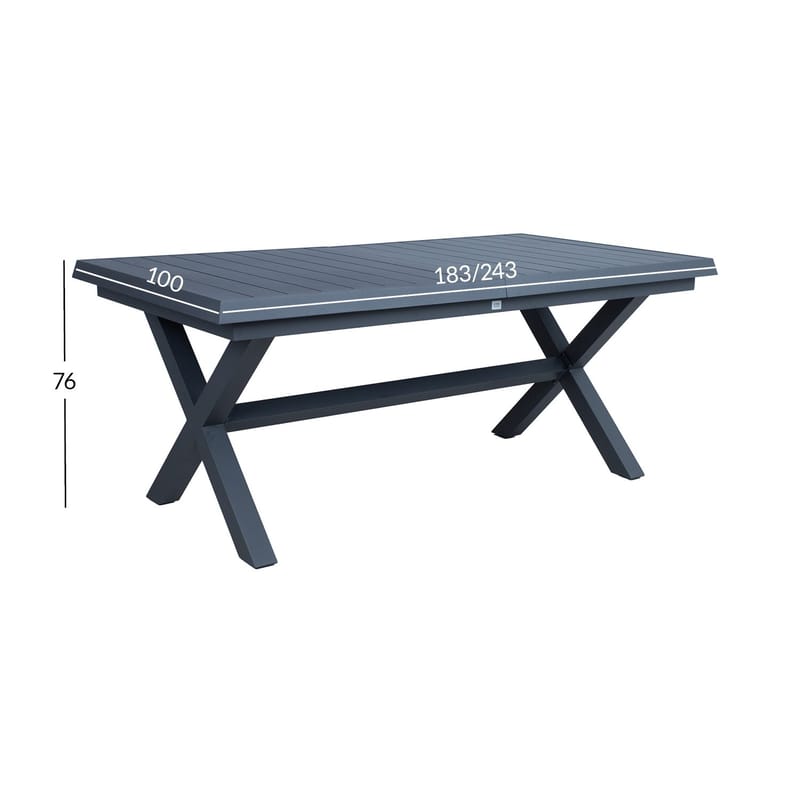 Bord Columbus 183/243x100x76 - mörkgrå - Utemöbler - Utebord & trädgårdsbord - Matbord utomhus