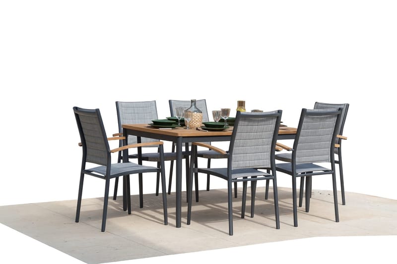 Bord för utomhusbruk TOPAZ 144 cm - trä/grå - Utemöbler - Utebord & trädgårdsbord - Matbord utomhus