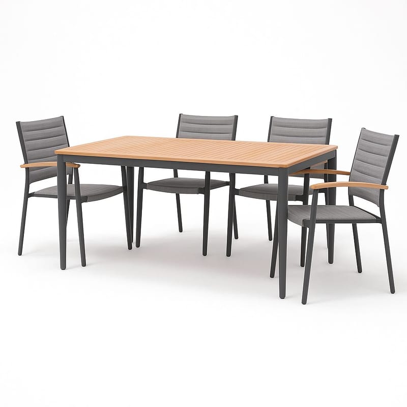 Bord för utomhusbruk TOPAZ 144 cm - trä/grå - Utemöbler - Utebord & trädgårdsbord - Matbord utomhus