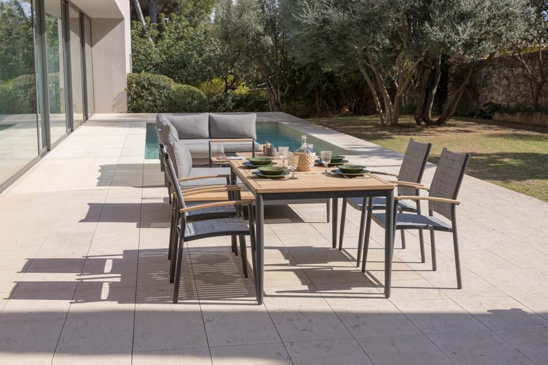 Bord för utomhusbruk TOPAZ 144 cm - trä/grå - Utemöbler - Utebord & trädgårdsbord - Matbord utomhus