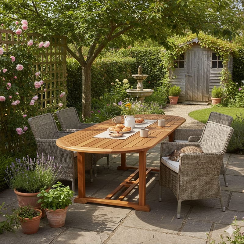 Bord Fabiola 285/225/165x100x75 cm - Akacia - Utemöbler - Utebord & trädgårdsbord - Matbord utomhus