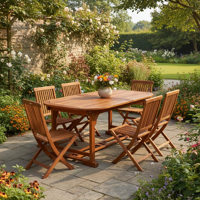 Bord Fabiola 285/225/165x100x75 cm - Akacia - Utemöbler - Utebord & trädgårdsbord - Matbord utomhus