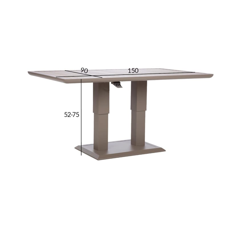 Bord Marenda 150x90x2-75 cm - gråbeige - Utemöbler - Utebord & trädgårdsbord - Matbord utomhus