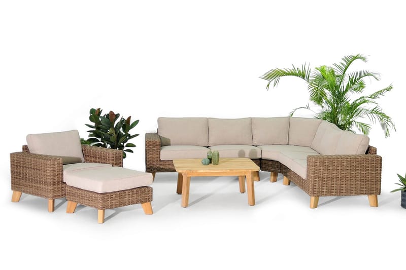 Barbados Utebord Loungebord Soffbord Utomhus 110 cm Teak Trä - Ljusbrun - Utemöbler - Utebord & trädgårdsbord - Cafebord