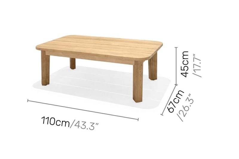 Barbados Utebord Loungebord Soffbord Utomhus 110 cm Teak Trä - Ljusbrun - Utemöbler - Utebord & trädgårdsbord - Cafebord