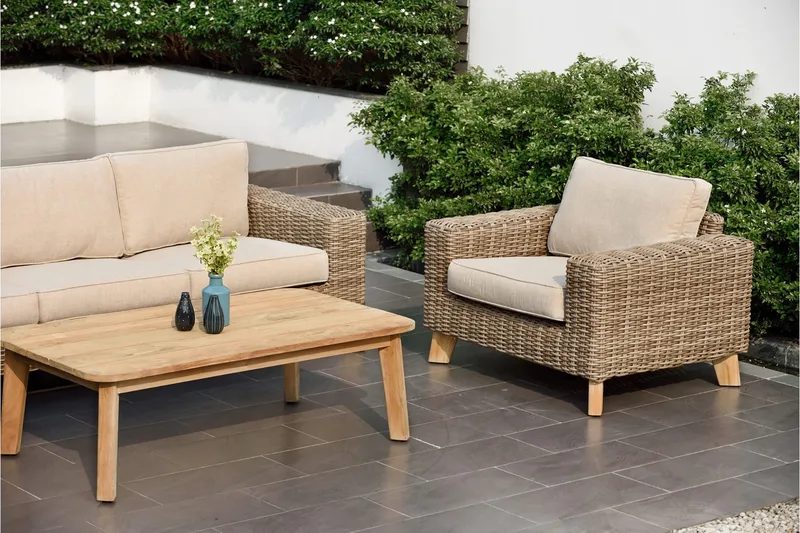 Barbados Utebord Loungebord Soffbord Utomhus 80 cm Teak Trä - Ljusbrun - Utemöbler - Utebord & trädgårdsbord - Cafebord