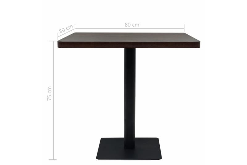 Bistrobord MDF och stål fyrkantigt 80x80x75 cm mörk aska - Brun - Cafebord - Balkongbord