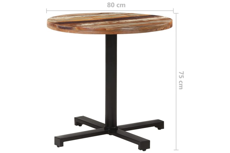 Cafébord runt 80x75 cm massivt återvunnet trä - Brun - Cafebord - Balkongbord