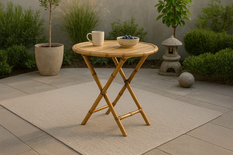 Cane Runt Cafébord Utomhus 80 cm Ljus Trä Bambu - Brun - Utemöbler - Utebord & trädgårdsbord - Cafebord
