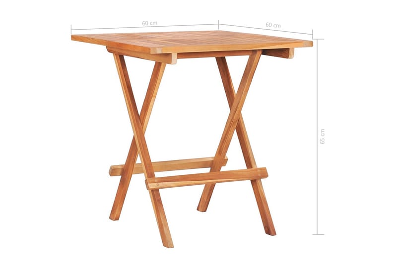 Hopfällbart cafébord 60x60x65 cm massiv teak - Brun - Utemöbler - Utebord & trädgårdsbord - Cafebord