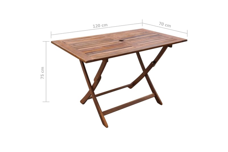 Hopfällbart trädgårdsbord 120x70x75 cm massivt akaciaträ - Brun - Cafebord - Balkongbord