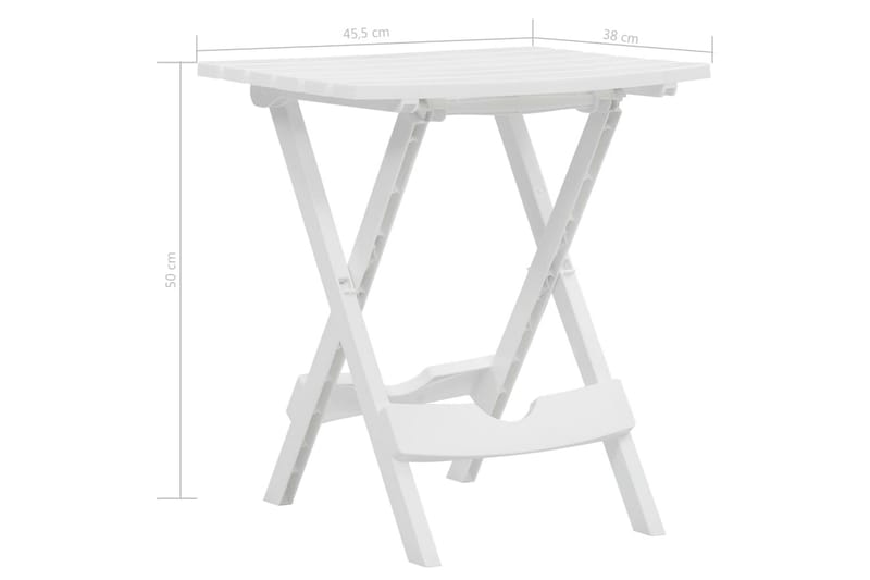 Hopfällbart trädgårdsbord 45,5x38,5x50 cm vit - Vit - Cafebord - Balkongbord