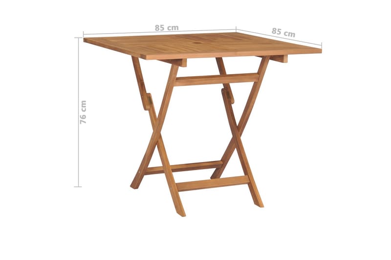 Hopfällbart trädgårdsbord 85x85x76 cm massiv teak - Brun - Cafebord - Balkongbord