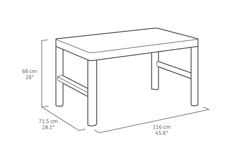 Lyon Cafébord 116 cm Antracit - Keter - Cafebord - Balkongbord