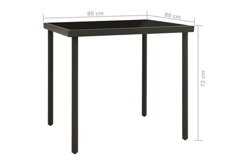 Matbord för trädgården antracit 80x80x72 cm glas och stål - Grå - Cafebord - Balkongbord