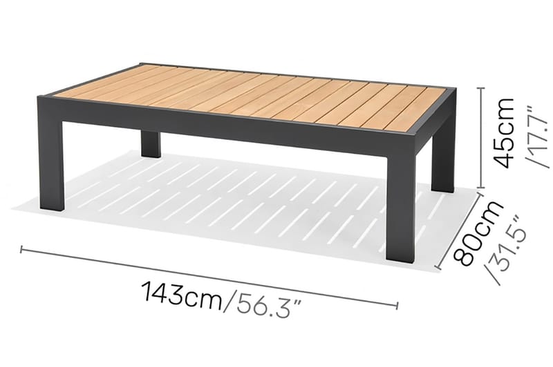 Palau Cafébord 143 cm - Trä/Grå - Cafebord - Balkongbord