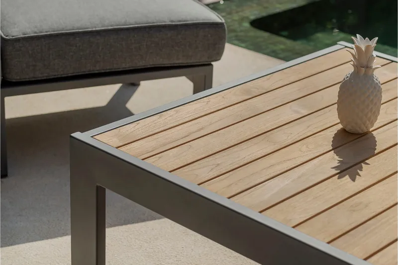 Palau Cafébord och Loungebord Utomhus 103 cm Teak Trä - Grå - Utemöbler - Utebord & trädgårdsbord - Cafebord